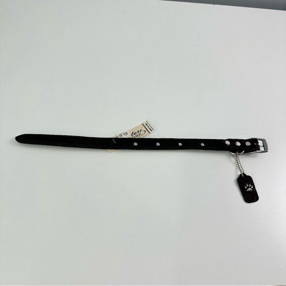 Omni Pet 16" Signature Leather Brown Dog Collar With Silver Tone Paw Prints NEW - Picture 2 of 7